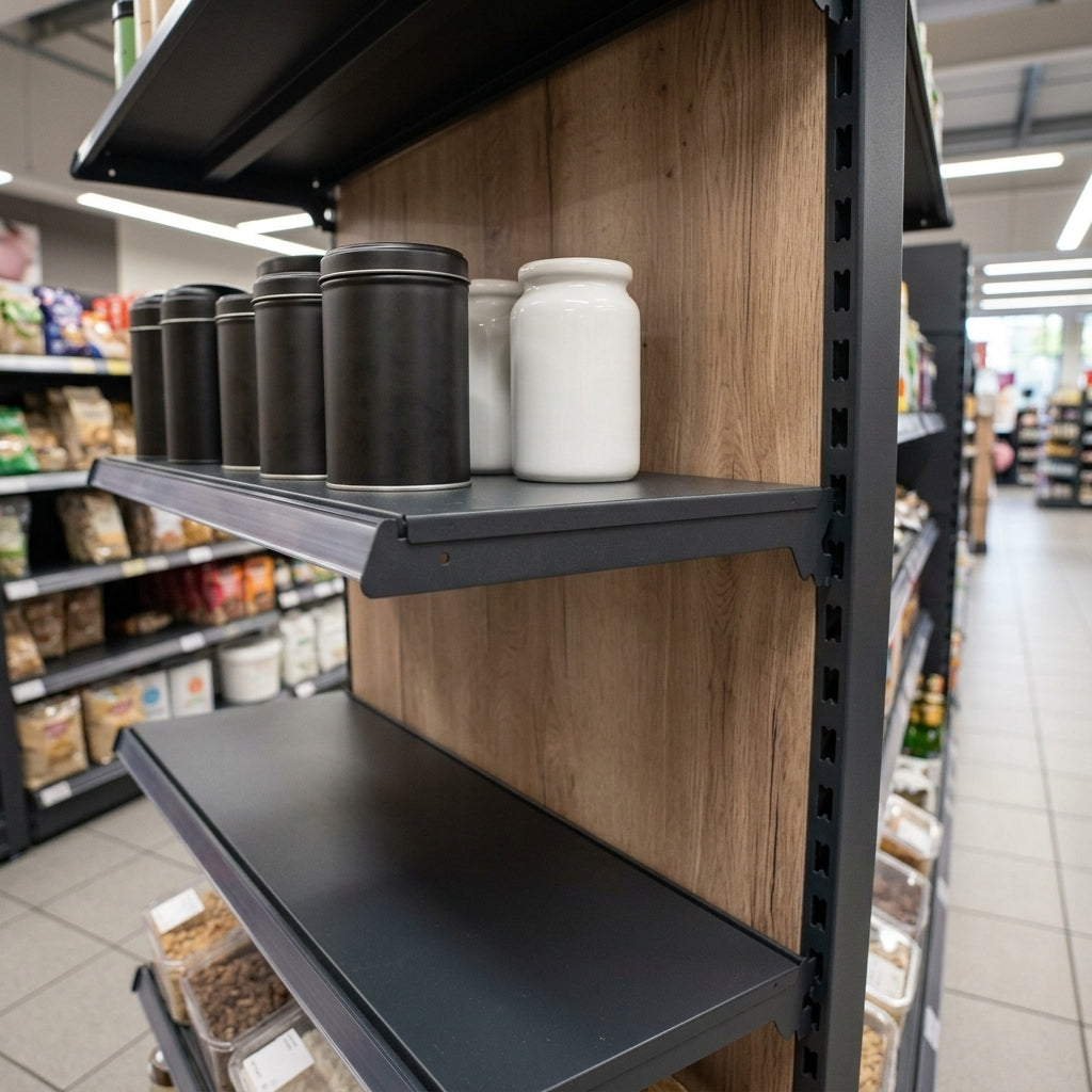 2.1m High Wood Effect End Bay Shelving, 470mm Base, 500–1000mm Wide (view 2)