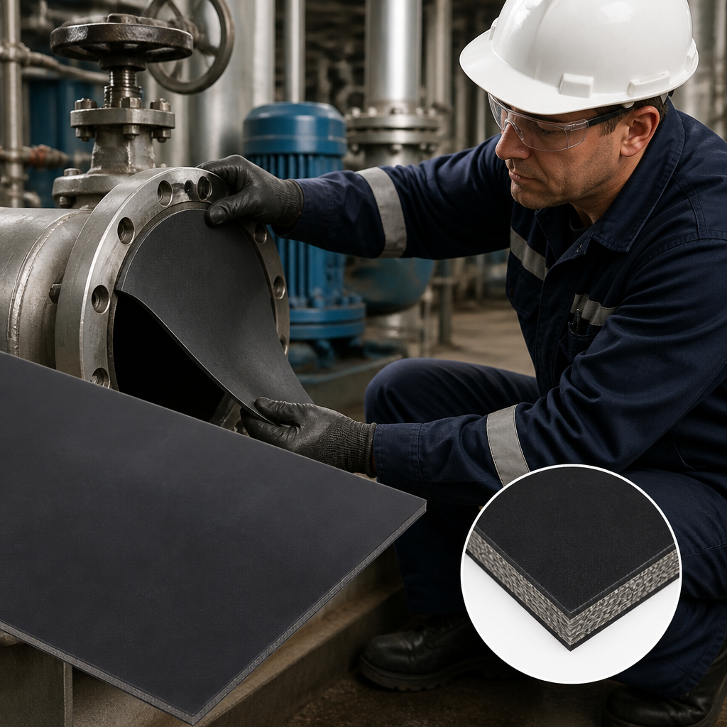 Fluoroelastomer FKM Sheet with Nomex Fabric Insertion for Industrial Applications