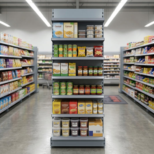 2.4m high ladder rack promo bay with 200mm base shelf
