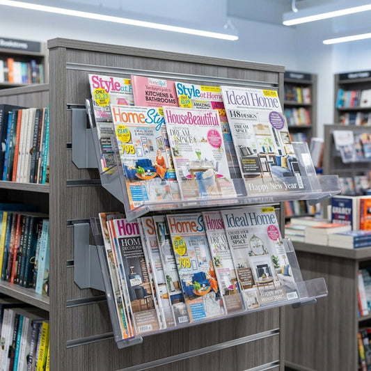 2-Tier Clear Acrylic Magazine Shelf for Slatwall Panels