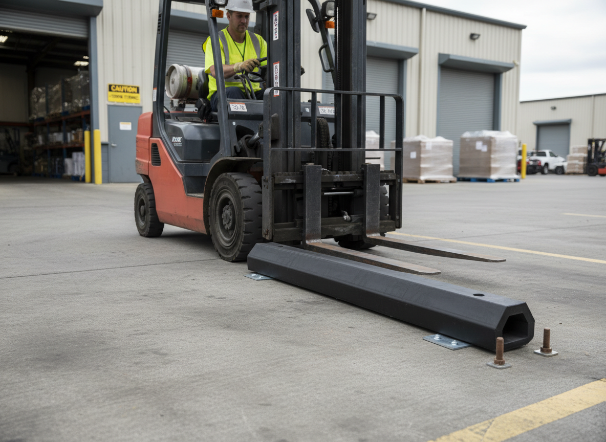 Premium Rubber Kerb Protection 150 x 130 x 1200mm for HGV Parks and Distribution Centres