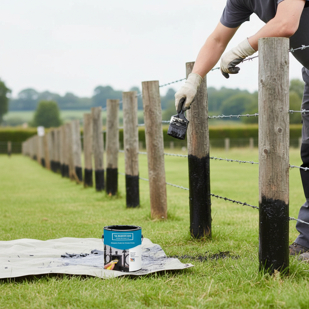 Premium Heavy Duty Bitumen Paint for Fence Posts - Waterproof Protective Coating for Wood, Concrete, and Metal