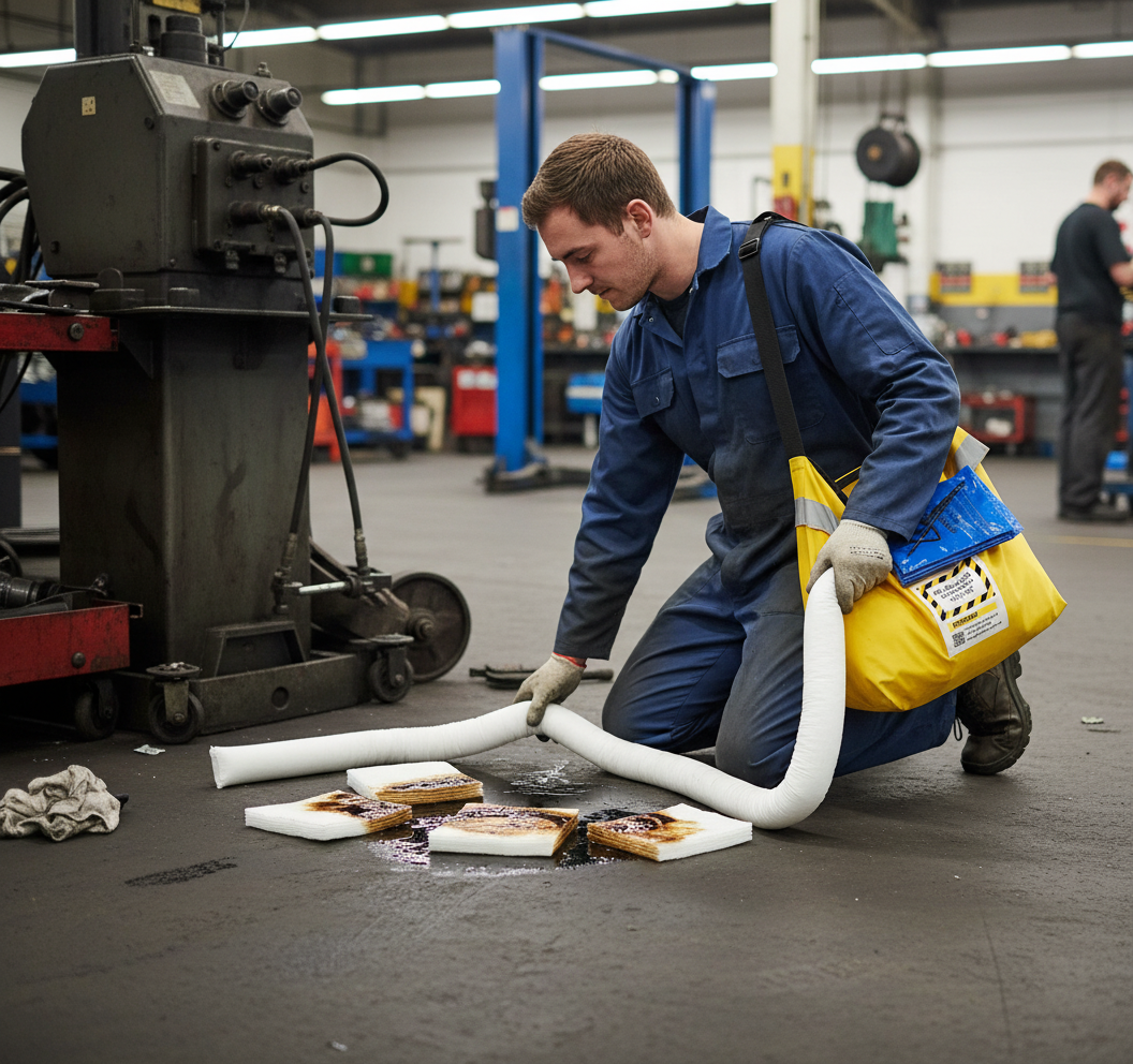 50ltr Oil Selective Spill Kit Vinyl Bag with Shoulder Strap - OS50SK || Absorbs Hydrocarbons but repels water