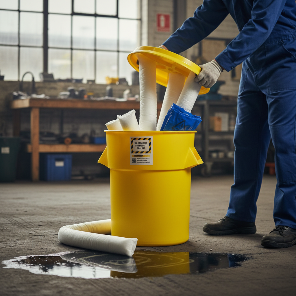 90ltr Oil Selective Spill Kit With Twin Handles Cylindrical Bin - OS90SK || Absorbs Hydrocarbons but repels water