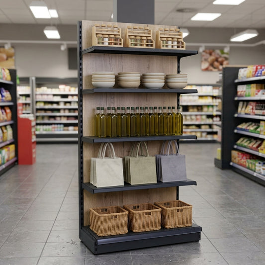 2.4m High Wood Effect Wall Bay Shelving 570mm Depth