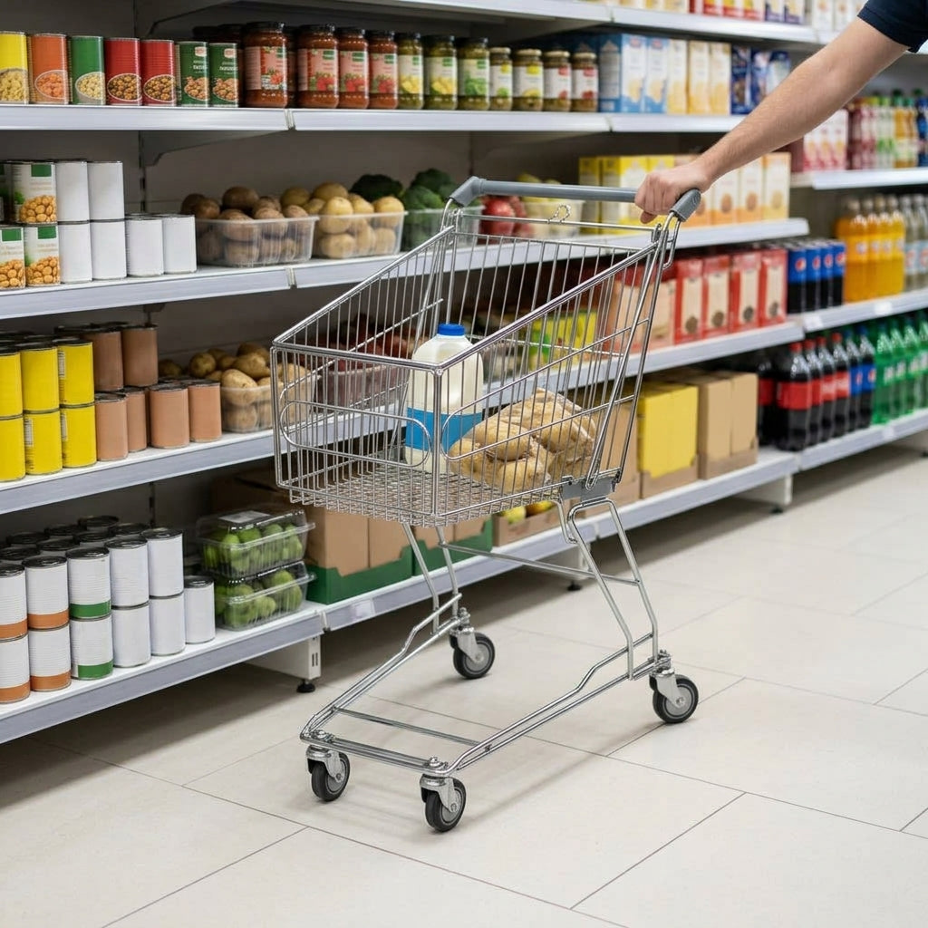 60L compact wire shopping trolley