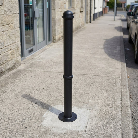 1000mm Ornamental Mild Steel Bollard with Cap and Rings