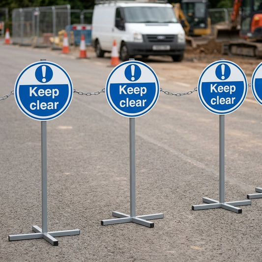 450mm Floor Sign Keep Clear Blue/White Self-Adhesive