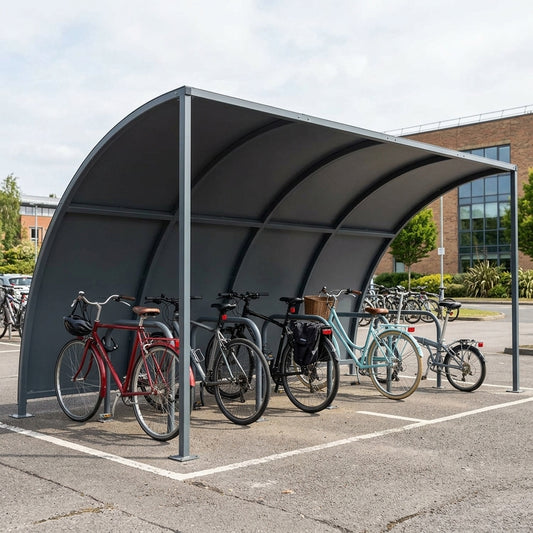 2–5m galvanised steel cycle shelter with roof and stand