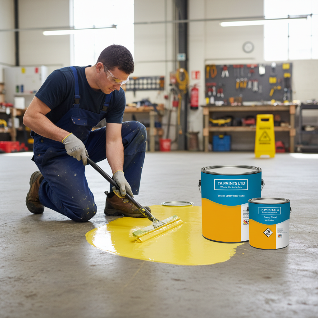 Heavy Duty Yellow Hazard Safety Floor Paint - Durable Chemical Resistant Coating for Industrial and Commercial Use