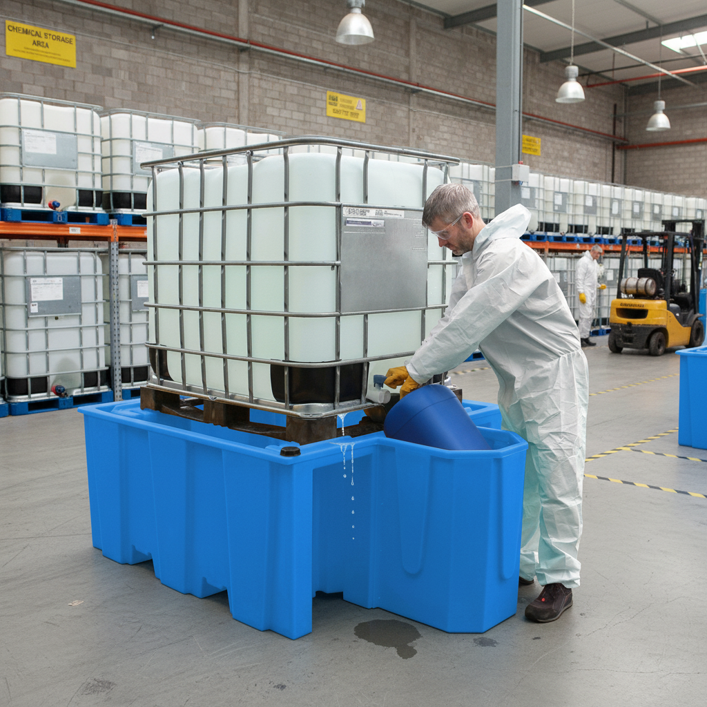 IBC Spill Pallet With Built-in Dispensing Area  - BB1D ||1100ltr Sump Capacity