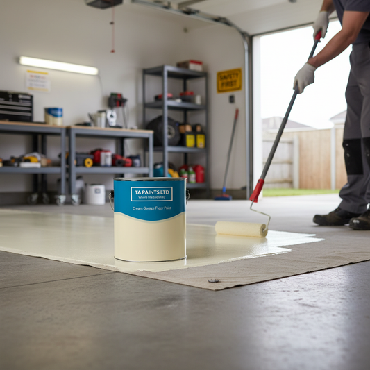 Premium Cream Garage Floor Paint - Durable High Gloss Coating for Concrete and Metal Floors with Excellent Chemical Resistance