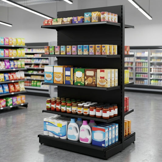 2.4m wall shelving bay with 370mm base and 300mm upper shelves