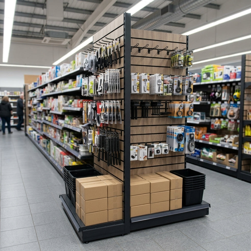 1.4m Wood Effect End Bay Display – 570mm Base Shelf