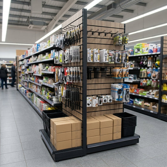 1.4m Wood Effect End Bay Display – 570mm Base Shelf