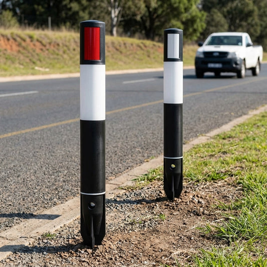 Flexible verge marker post with reflectors