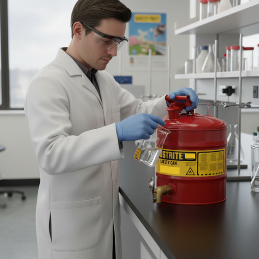 19ltr Justrite® Laboratory Can - 7150150Z ||298mmØ x H429mm With 08902 Tap