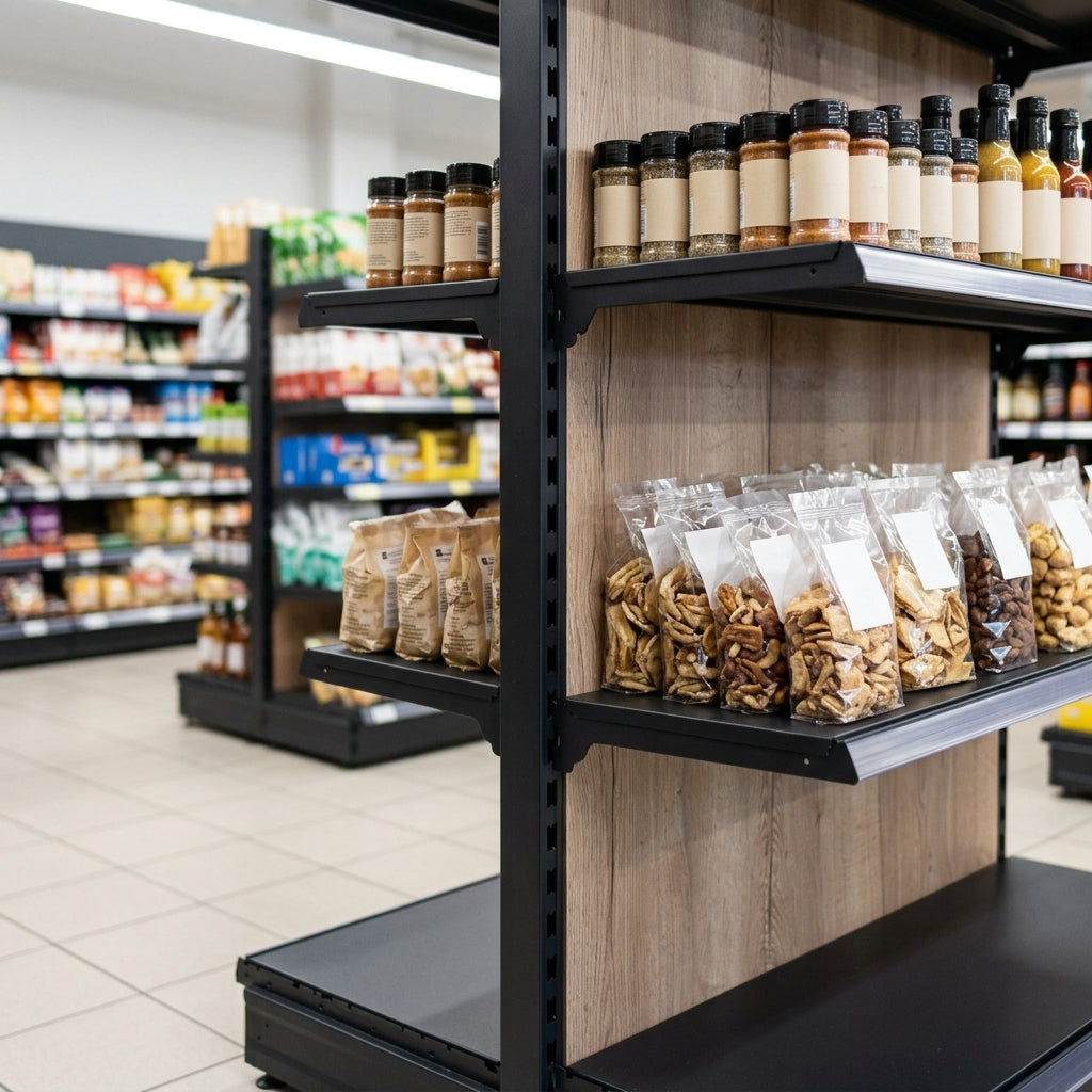 1.4m High × 370mm Wood Effect Gondola Shelving Bay (view 2)