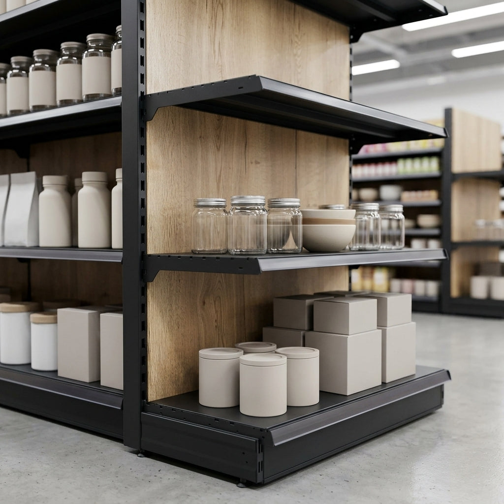 1.8m High Wood Effect Wall Bay Shelving – 370mm Base Shelf (view 2)