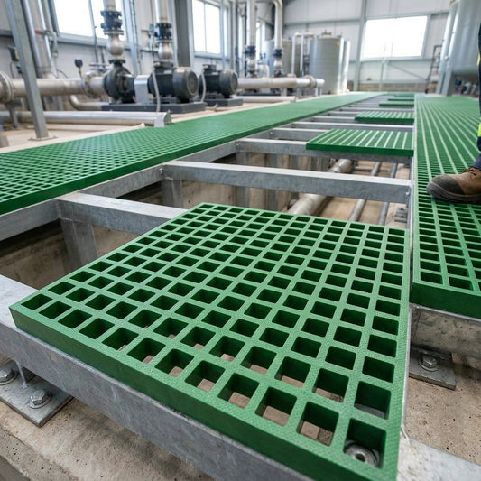 38mm Thick GRP Grating Panels in Grey, Green or Yellow