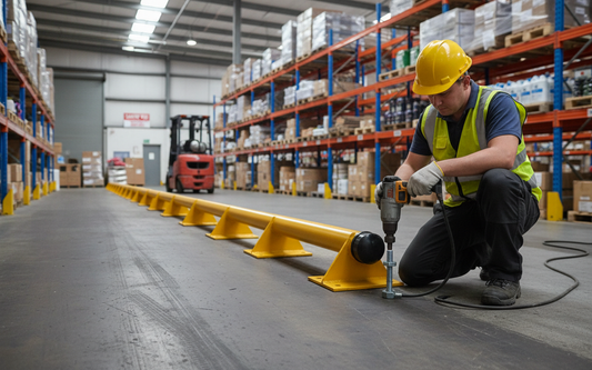 Premium Durable Kerb Stopper with Steel Tube Construction and Fixing Plates - 2500mm Long x 170mm High