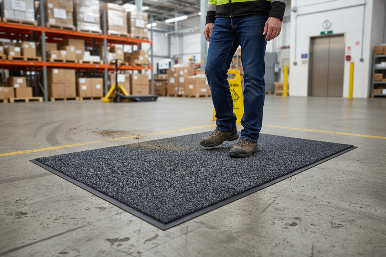 Premium Super Absorbent Cotton Wiper Entrance Mat with Hard-Wearing Vinyl Backing for Moisture and Dirt Control