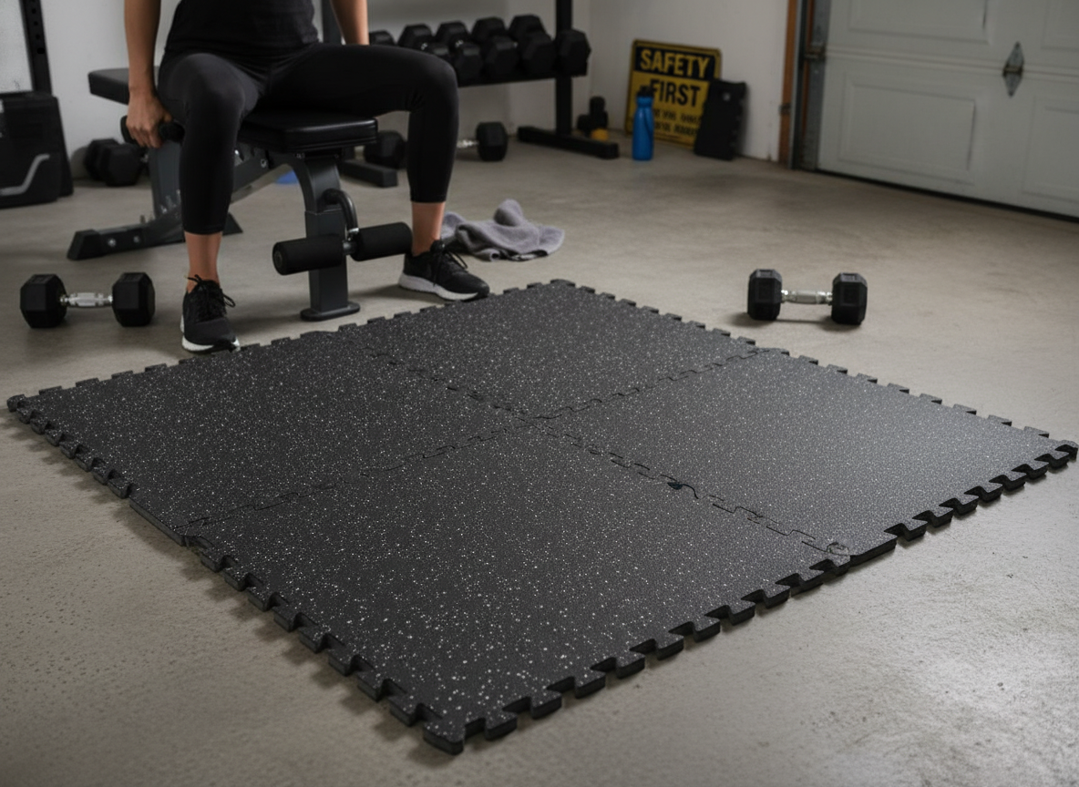 Premium Large Interlocking Gym Mats - Rubber & EVA Foam Tiles for Home Workouts, Noise Reduction and Floor Protection