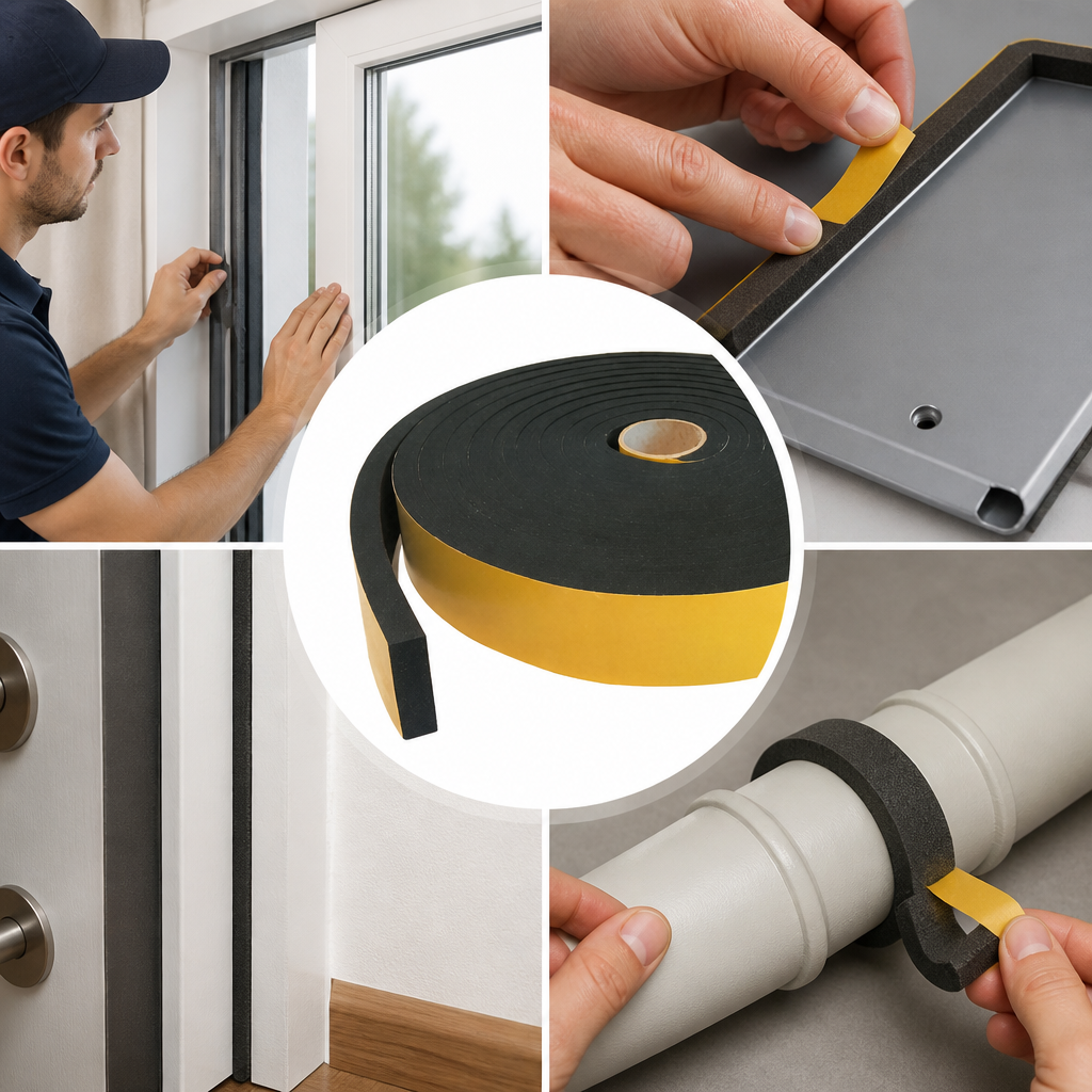 Self-Adhesive Expanded Neoprene Sponge Strip for Various Applications