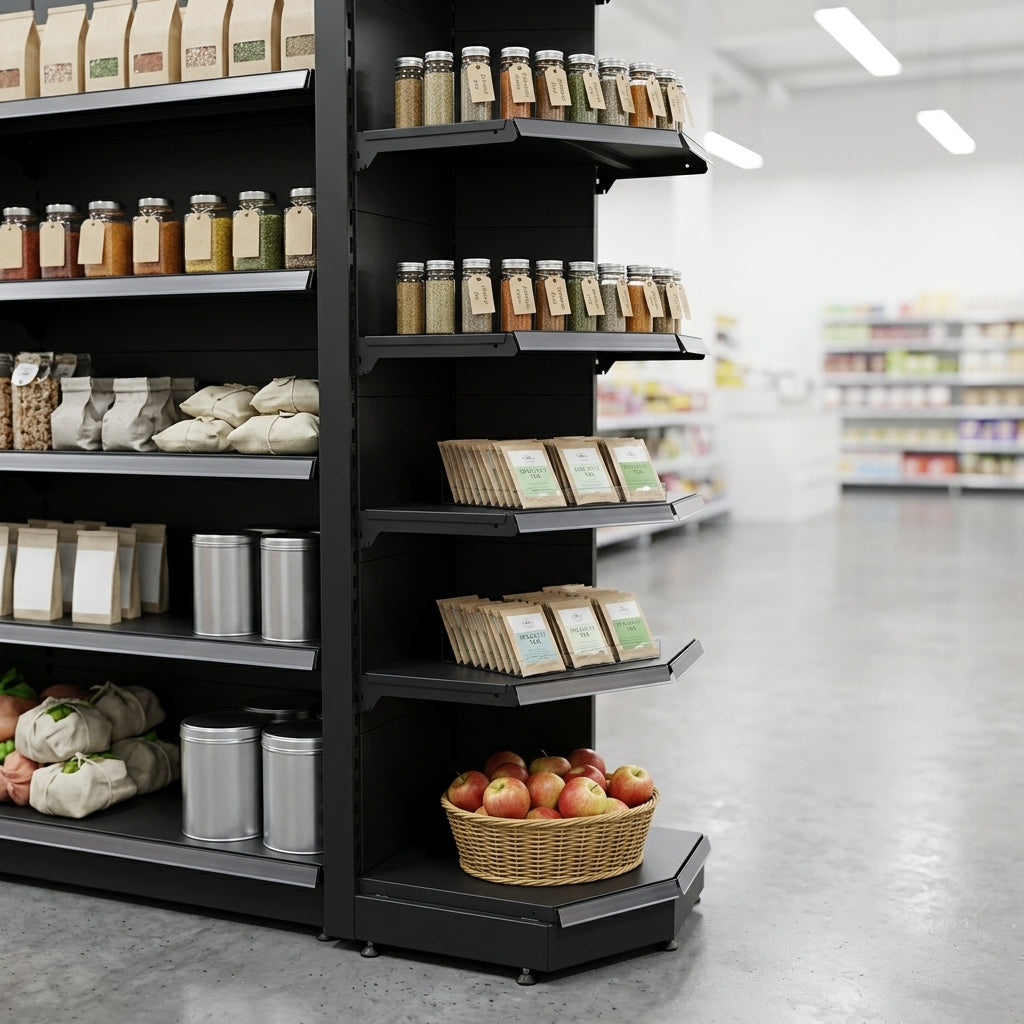 1.6m High Corner Shelving Bay with 370mm Base Shelf (view 2)