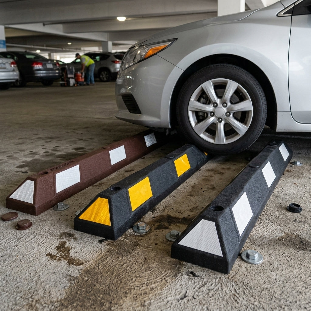550-1800mm Wheel Stops | Recycled Rubber | Car Park Safety