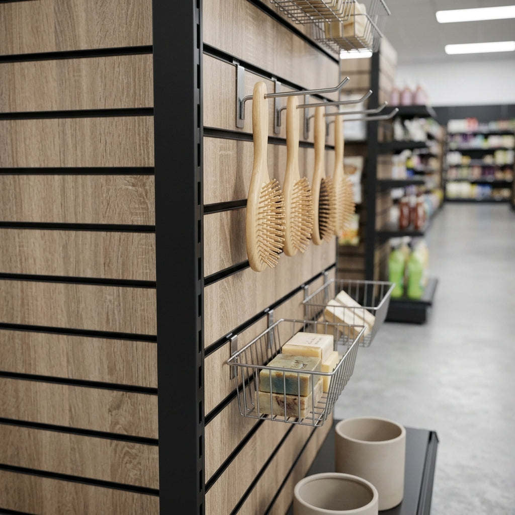1.4m Wood Effect End Bay Display | 370mm Base Shelf (view 2)