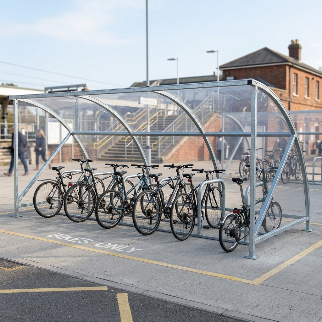 14-Bike Cycle Shelter | Slimline Galvanised Steel 4600 × 2100 mm