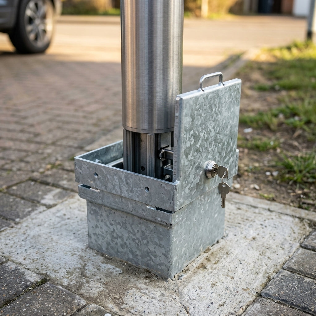 900mm lift assist telescopic bollard stainless steel (view 2)