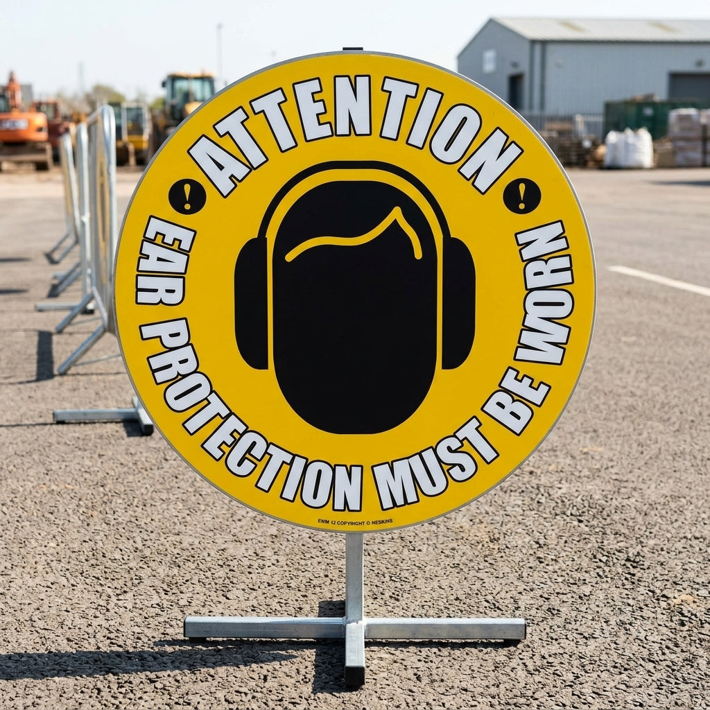 430mm floor sign – ear protection must be worn