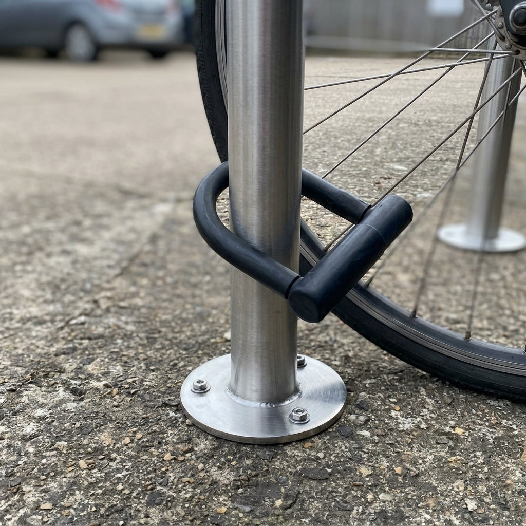 340mm Sheffield cycle stand, stainless steel, root or surface fixed (view 2)