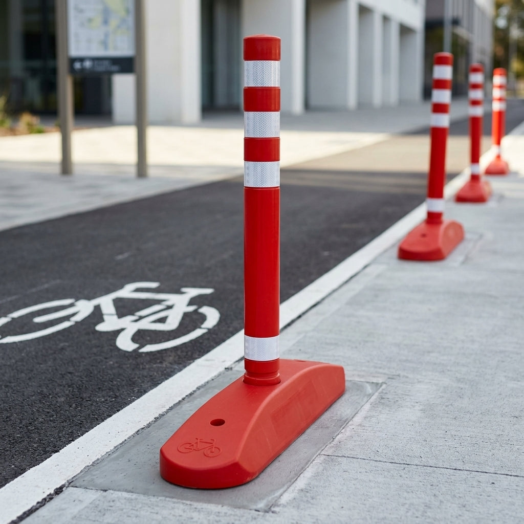 800–1030mm cycle lane separator bollard, flexible MDPE base