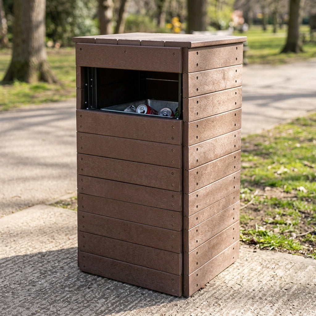 Litter Bin with Top Cover - 100L Capacity (view 2)