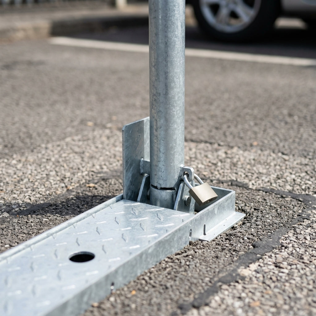 60mm Folding Parking Post 580mm Height Galvanised Steel (view 2)