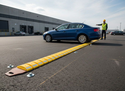 Premium Portable Roll-Up Speed Bump for Temporary Traffic Control, 250 x 25 x 3000mm, 12 kg Weight