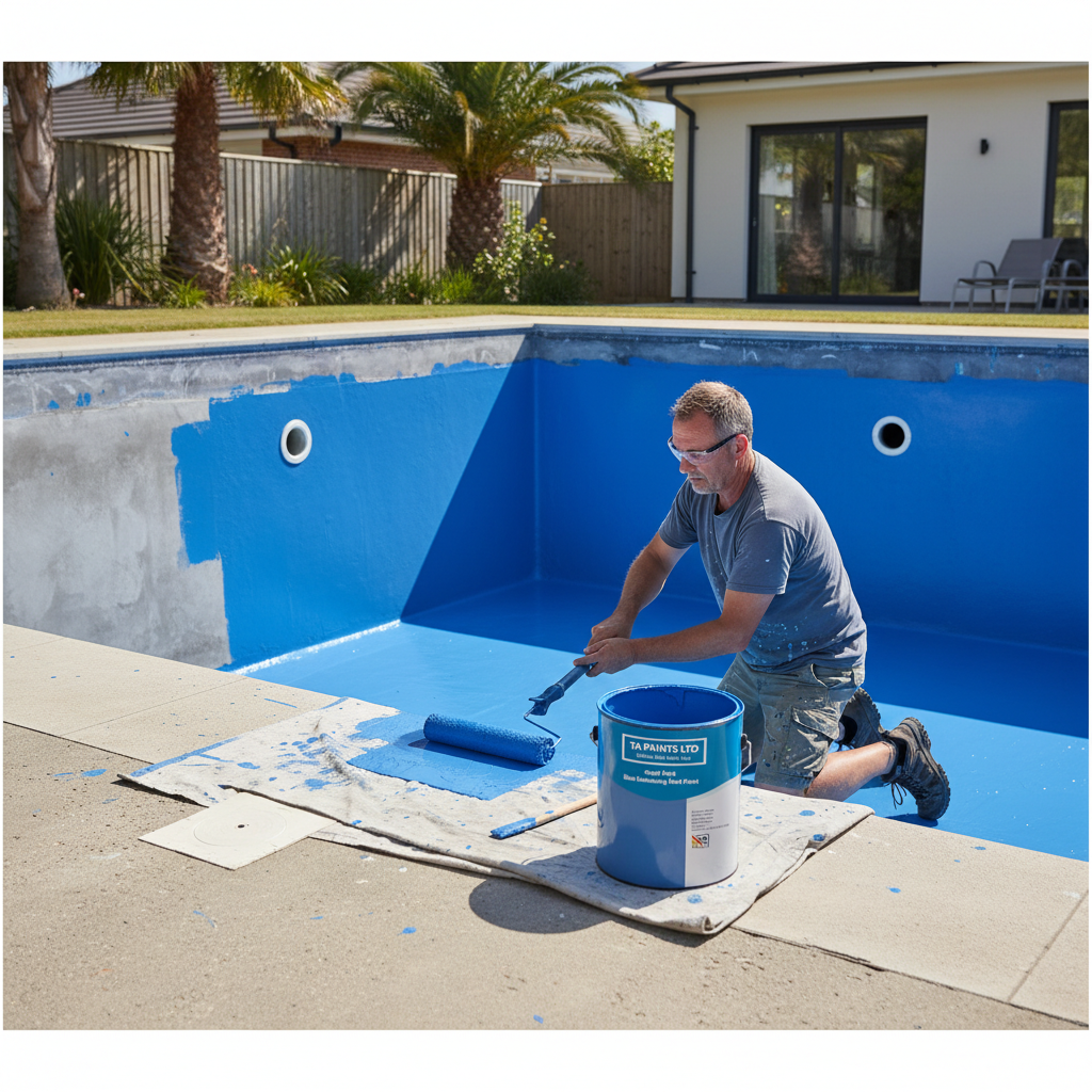 Premium Chlorinated Rubber Swimming Pool Paint - Durable, Chemical Resistant Coating for Fiberglass, Brick, and Concrete Pools