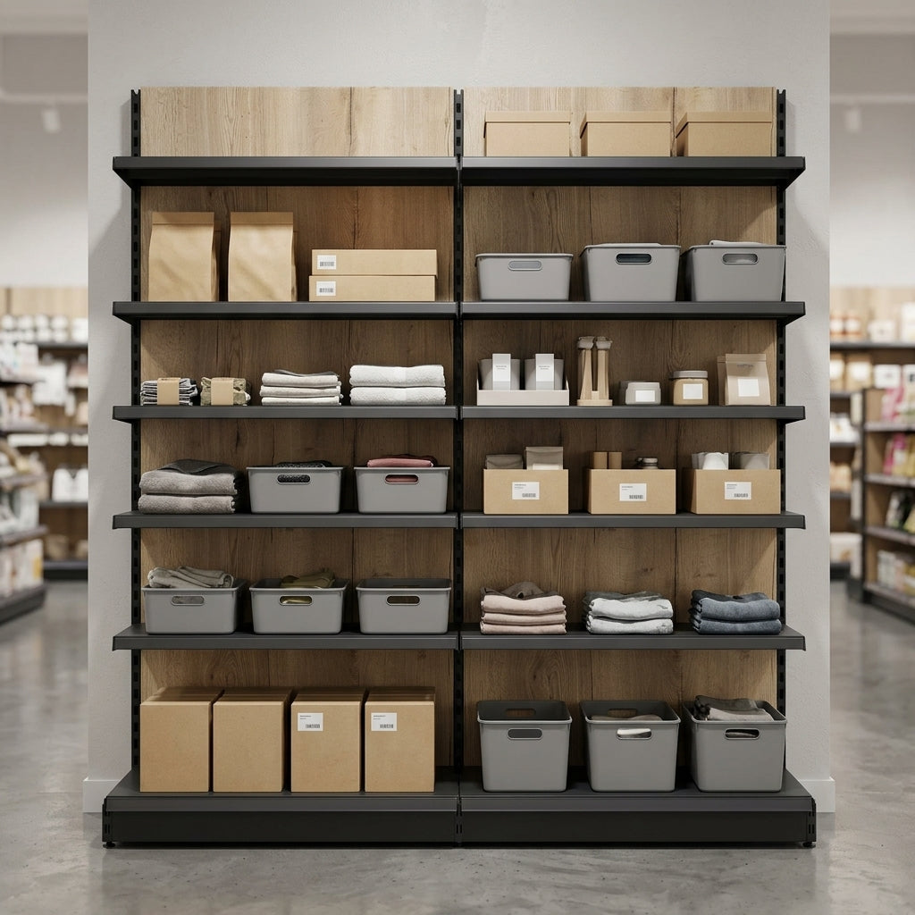 1.8m High Wood Effect Wall Bay Shelving with Adjustable Shelves