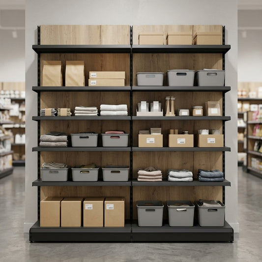 1.8m High Wood Effect Wall Bay Shelving with Adjustable Shelves