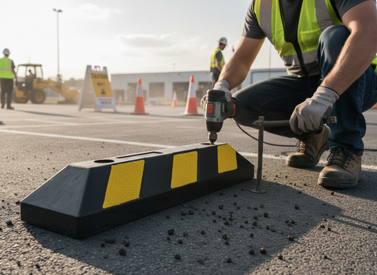 Premium Reflective Rubber Kerb with Yellow Chevrons for Road Safety - 550 x 150 x 100mm Dimensions and 4kg Weight