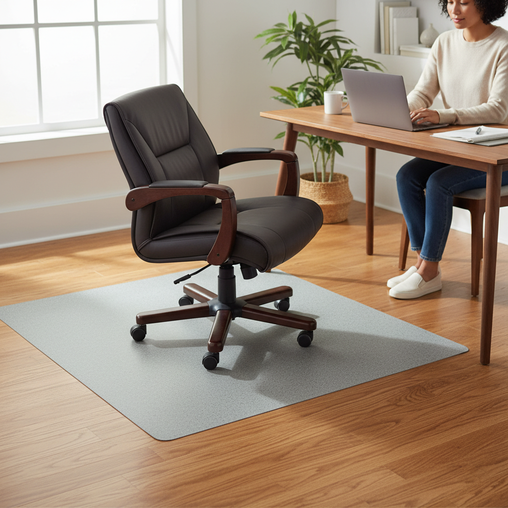 Premium Heavy Duty Floor Protection Chair Mat - Custom Cut Vinyl Mat for Hard Floors with High Durability and Easy Cleaning