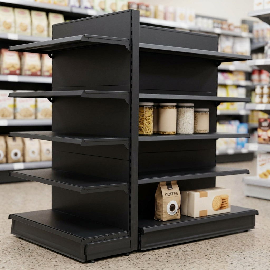 2.1m High End Promo Bay Shelving Unit with Base Shelf – 665–1250mm (view 2)