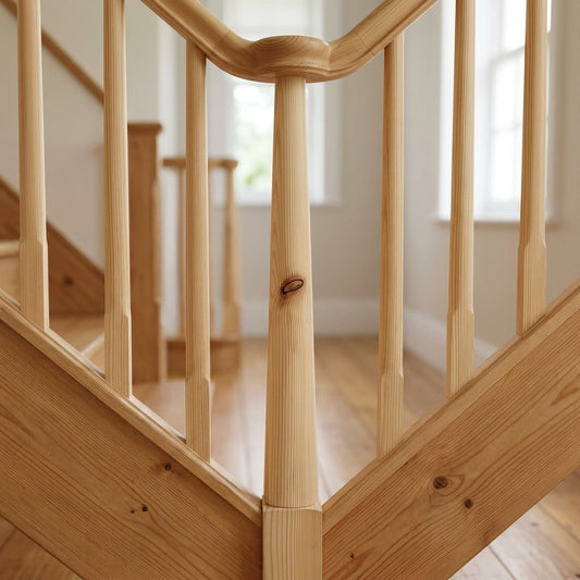 710mm Tapered Volute Newel Peg Pine 75mm to 32mm