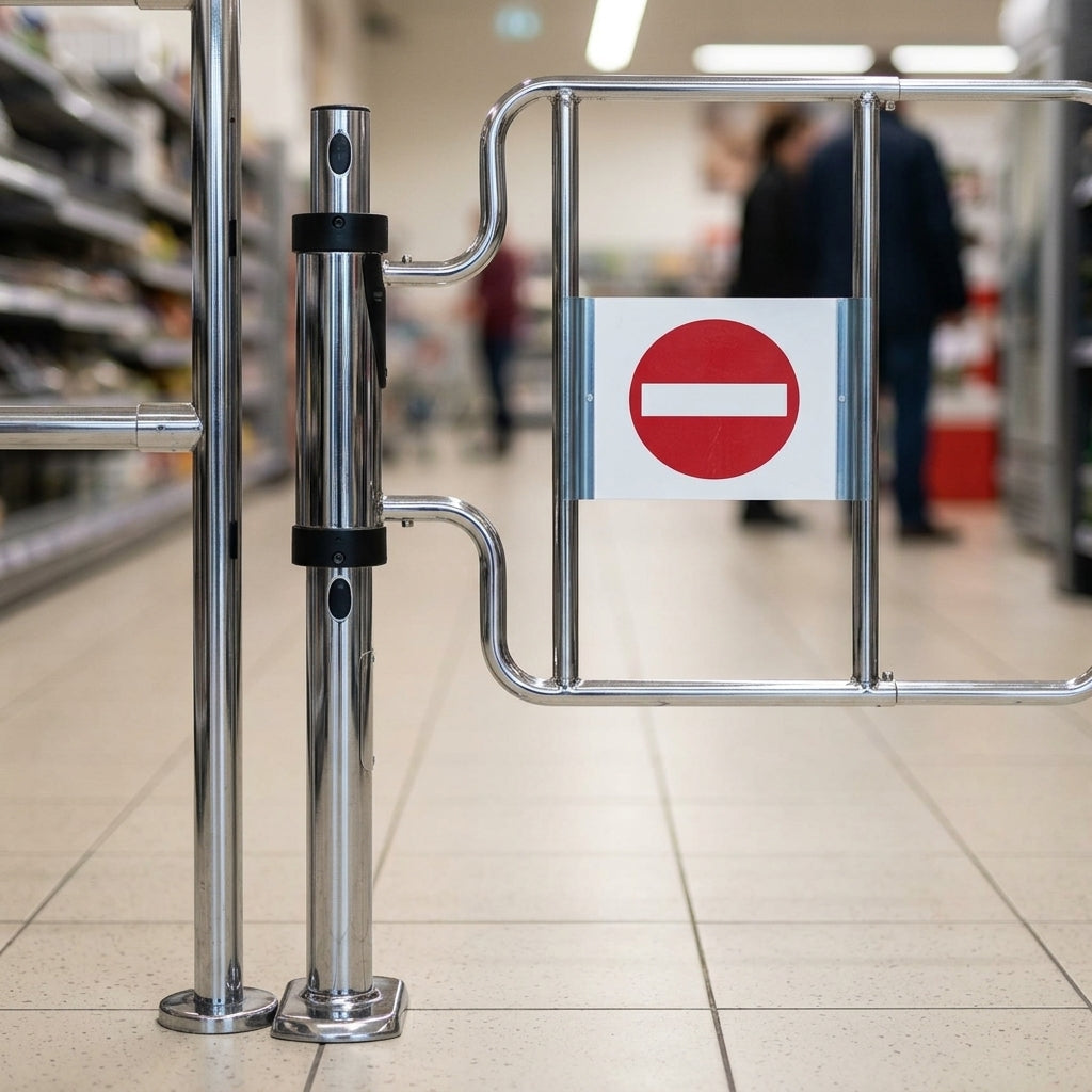 Automatic swing gate with push-button control for entrance access (view 2)