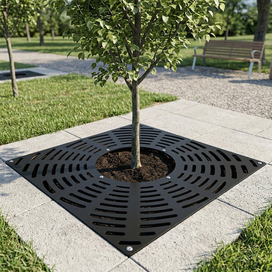 900–1200mm Square Tree Grille Steel Radial Design