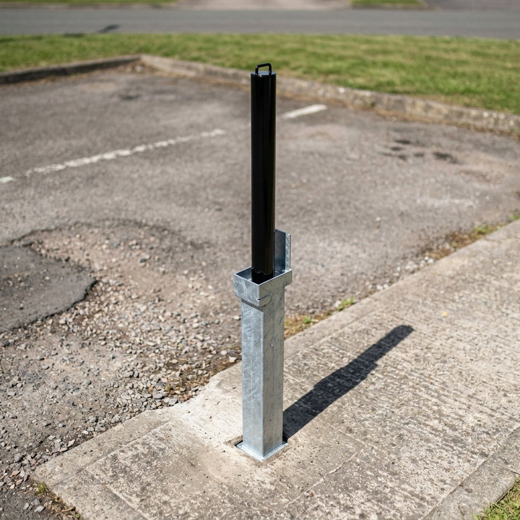 900mm telescopic bollard galvanised lockable retractable