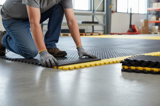 Premium Heavy Duty Interlocking Tile System with Textured Bevel Edges for Safety and Durability in Wet and Dry Environments